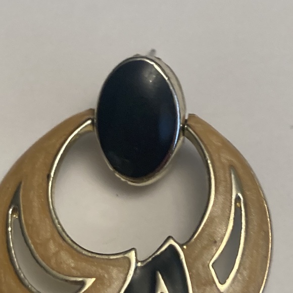 Retro Enamel Silver Tone Earrings - Picture 9 of 14